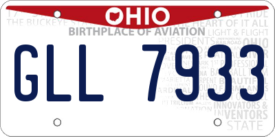 OH license plate GLL7933