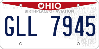 OH license plate GLL7945