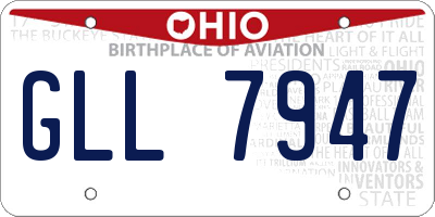 OH license plate GLL7947