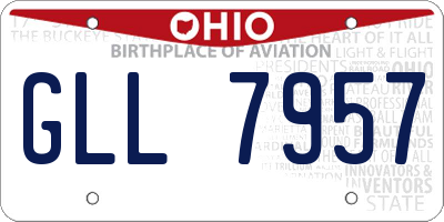OH license plate GLL7957