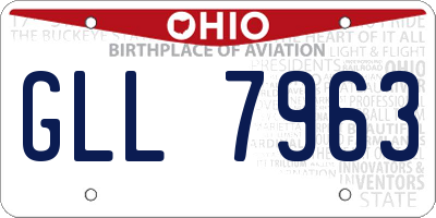 OH license plate GLL7963