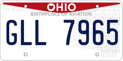 OH license plate GLL7965