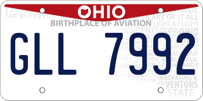 OH license plate GLL7992