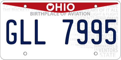 OH license plate GLL7995