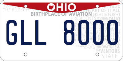 OH license plate GLL8000