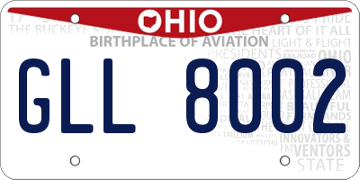 OH license plate GLL8002
