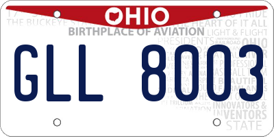 OH license plate GLL8003