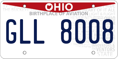 OH license plate GLL8008