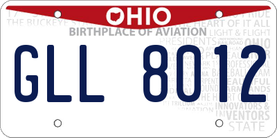 OH license plate GLL8012