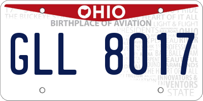OH license plate GLL8017