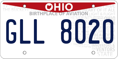 OH license plate GLL8020
