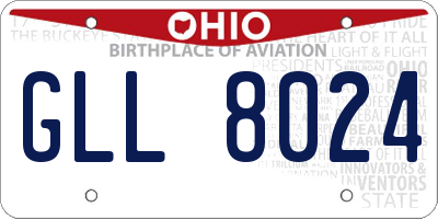 OH license plate GLL8024