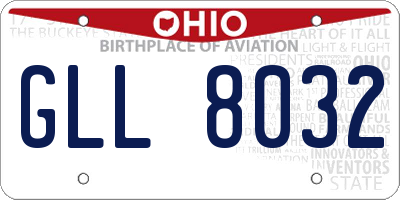 OH license plate GLL8032