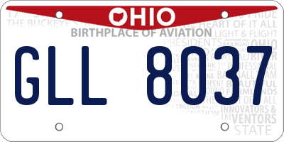 OH license plate GLL8037