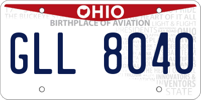 OH license plate GLL8040