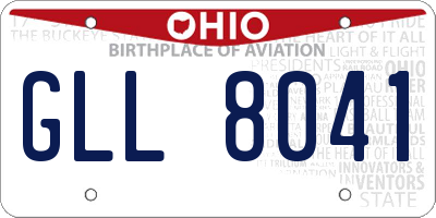 OH license plate GLL8041
