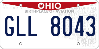 OH license plate GLL8043