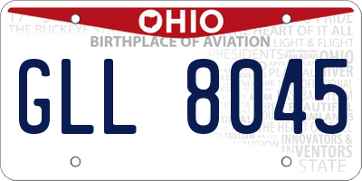 OH license plate GLL8045