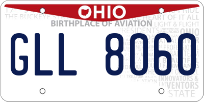 OH license plate GLL8060