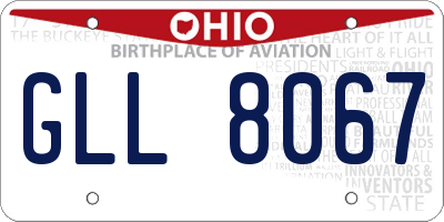 OH license plate GLL8067
