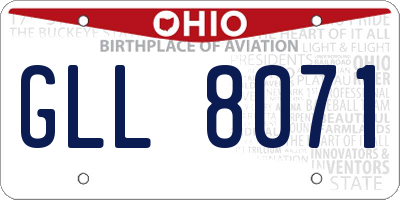 OH license plate GLL8071