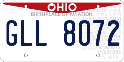 OH license plate GLL8072