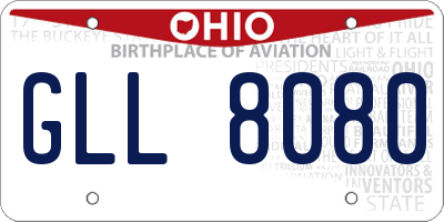OH license plate GLL8080