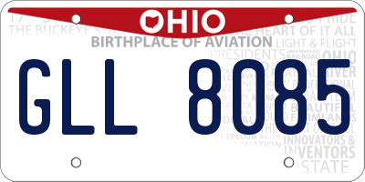 OH license plate GLL8085