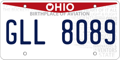 OH license plate GLL8089