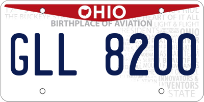 OH license plate GLL8200