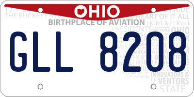 OH license plate GLL8208