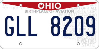 OH license plate GLL8209