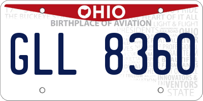 OH license plate GLL8360