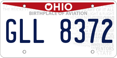 OH license plate GLL8372