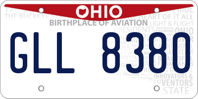 OH license plate GLL8380