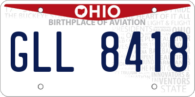 OH license plate GLL8418