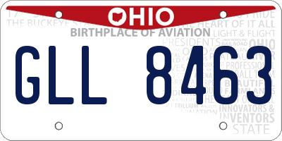 OH license plate GLL8463