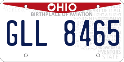 OH license plate GLL8465