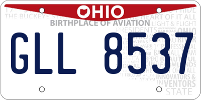 OH license plate GLL8537
