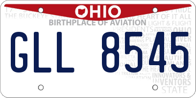 OH license plate GLL8545