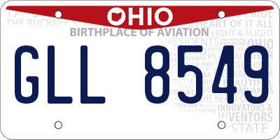 OH license plate GLL8549