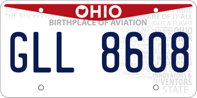 OH license plate GLL8608