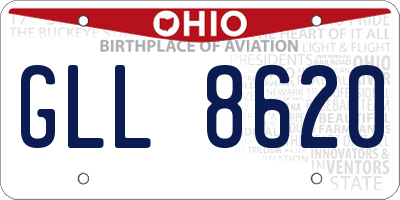 OH license plate GLL8620