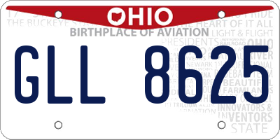 OH license plate GLL8625