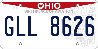 OH license plate GLL8626