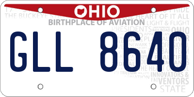 OH license plate GLL8640