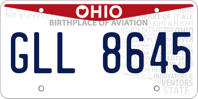 OH license plate GLL8645