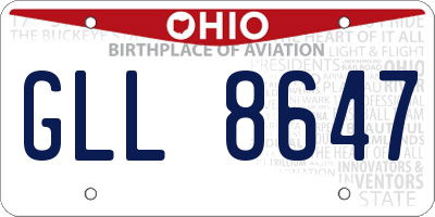 OH license plate GLL8647