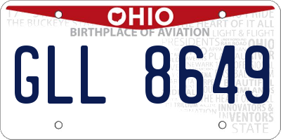 OH license plate GLL8649