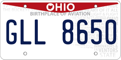 OH license plate GLL8650